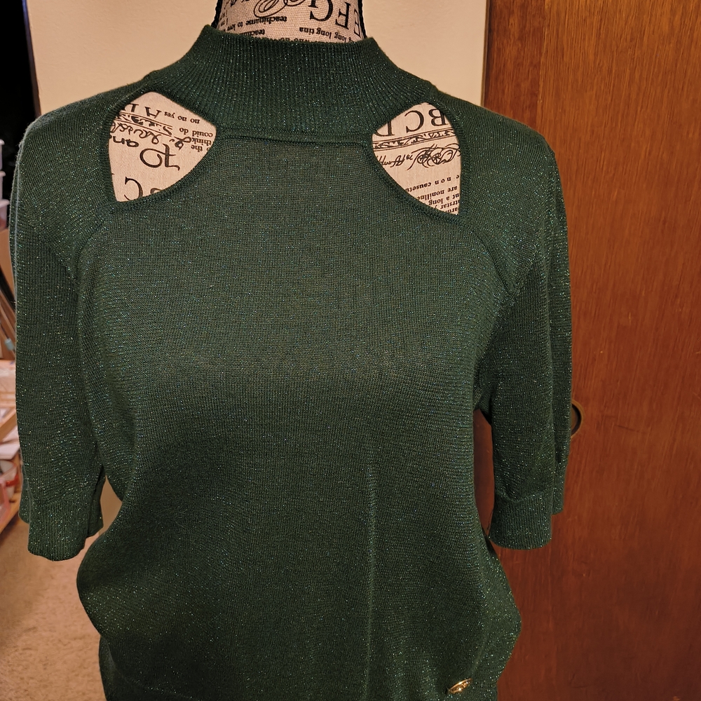 Michael Kors Shimmering Green Turtleneck Sweater